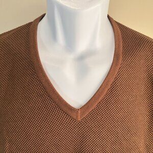 St. Croix Men's brown detailed V-Neck long sleeve Sweater Large L EUC